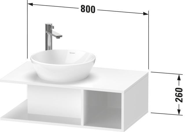 Duravit D-Neo Waschtischunterbau wandhängend 800 mm Eiche Terra, Becken links, 1 offenes Fach