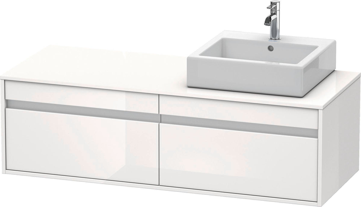 Duravit Ketho Waschtischunterbau wandhängend 1400 mm, 2 Auszüge, weiß matt, Becken links