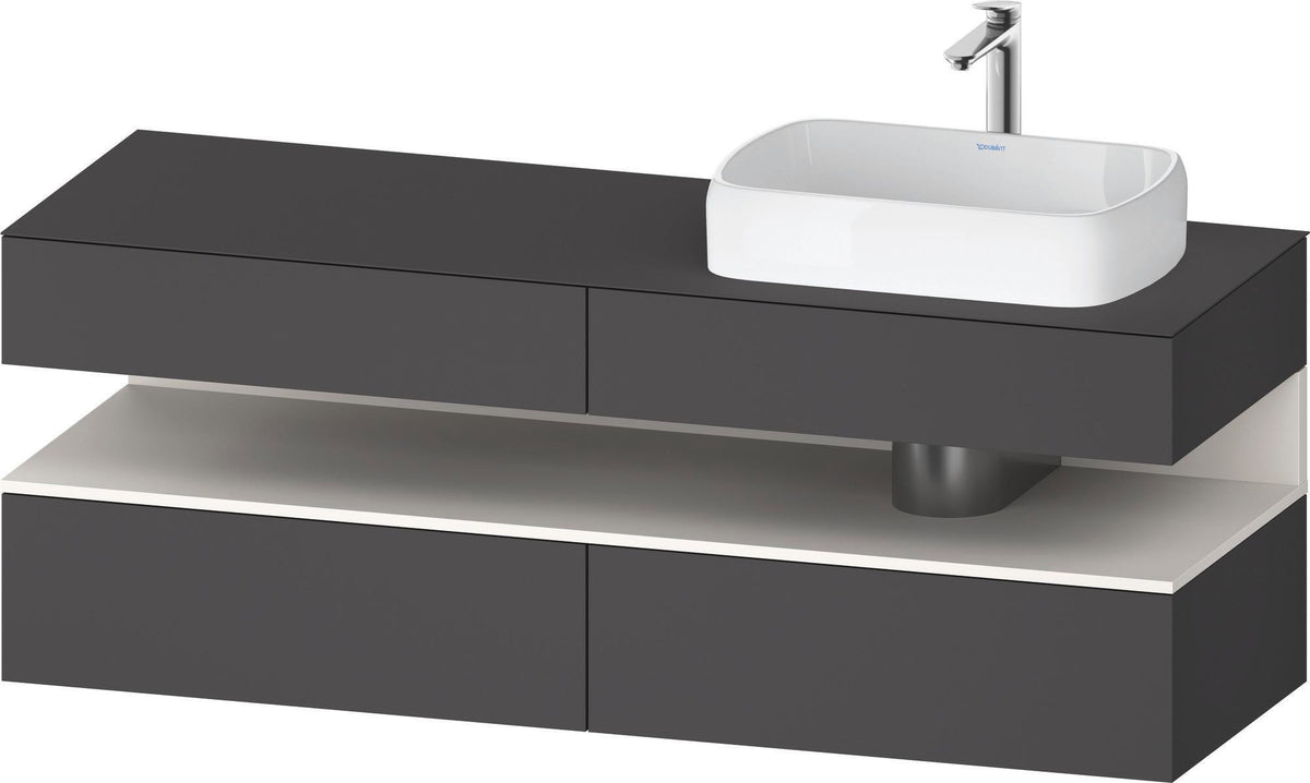 Duravit Qatego Konsolenwaschtischunterbau 1600 mm Weiß Hochglanz mit Eiche Schwarz Nische