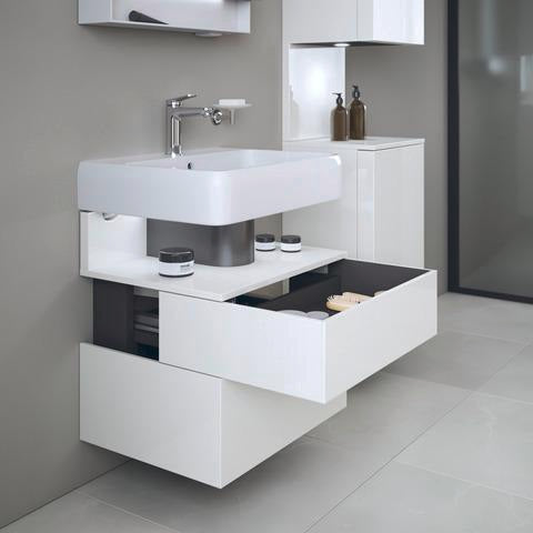 DURAVIT Qatego Waschtischunterbau 590 mm wandhängend, 1 Auszug, weiß Hochglanz, Nische Eiche Schwarz