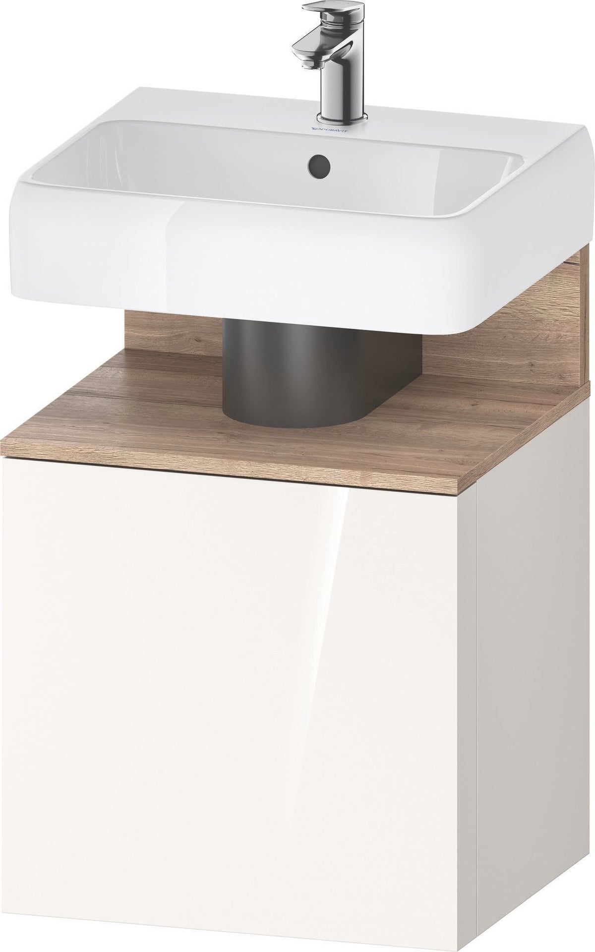 DURAVIT Qatego Waschtischunterbau 490 mm wandhängend, 1 Tür links, Weiß Matt mit Eiche Schwarz Nische