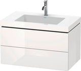 Duravit L-Cube c-bonded Waschtischset 800 mm Eiche Marmoriert mit 2 Schubkästen und Tip-on Technik