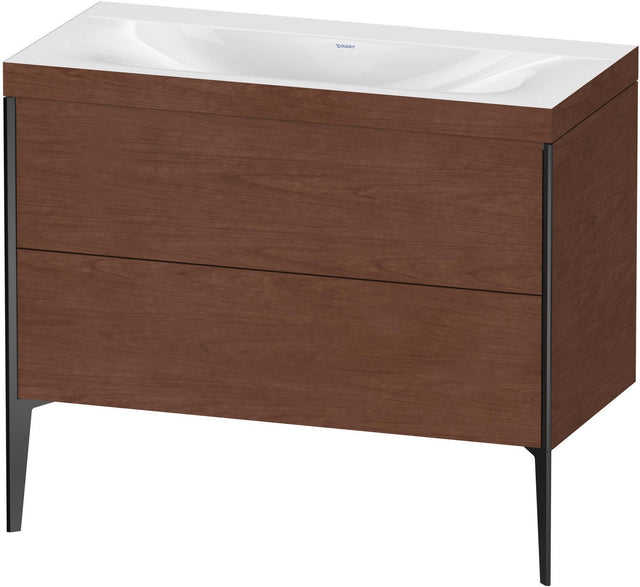 DURAVIT XViu c-bonded Waschtischunterbauset 1000 mm Nussbaum Schwarz Matt 2 Auszüge