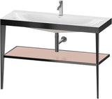 DURAVIT XViu c-bonded Waschtischset 1200 mm in Schwarz Matt mit Metallkonsole und apricot pearl Hochglanz