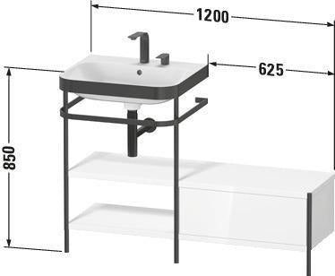 Duravit Waschtischset Happy D.2 Plus 1200x490 mm Ein Hahnloch Taupe Supermatt mit Konsole