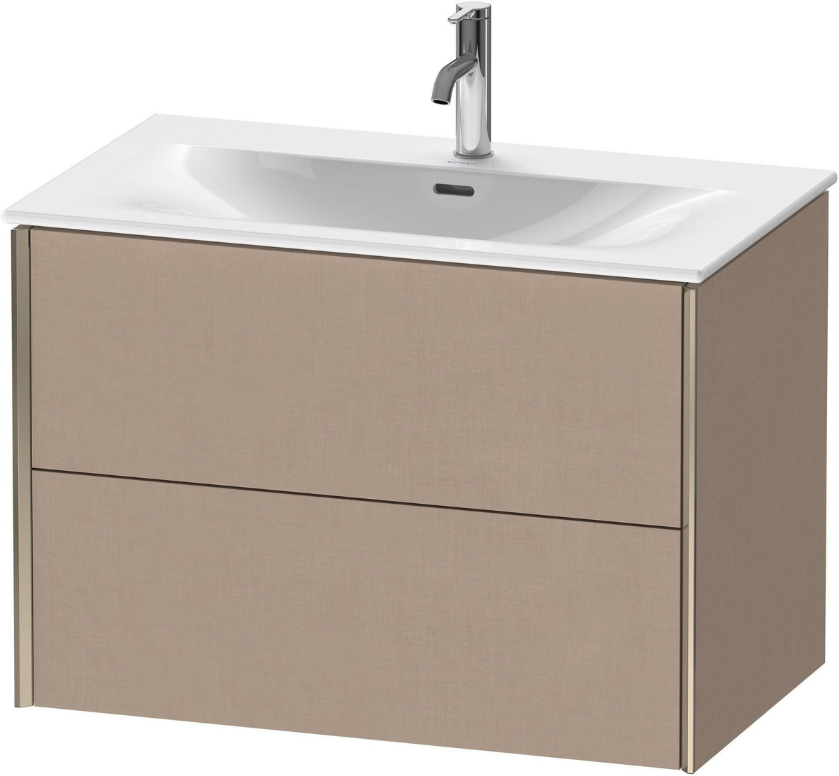 DURAVIT XViu Waschtischunterbau wandhängend 810 mm, 2 Schubkästen, champagner matt/leinen – mit Tip-On-Technik
