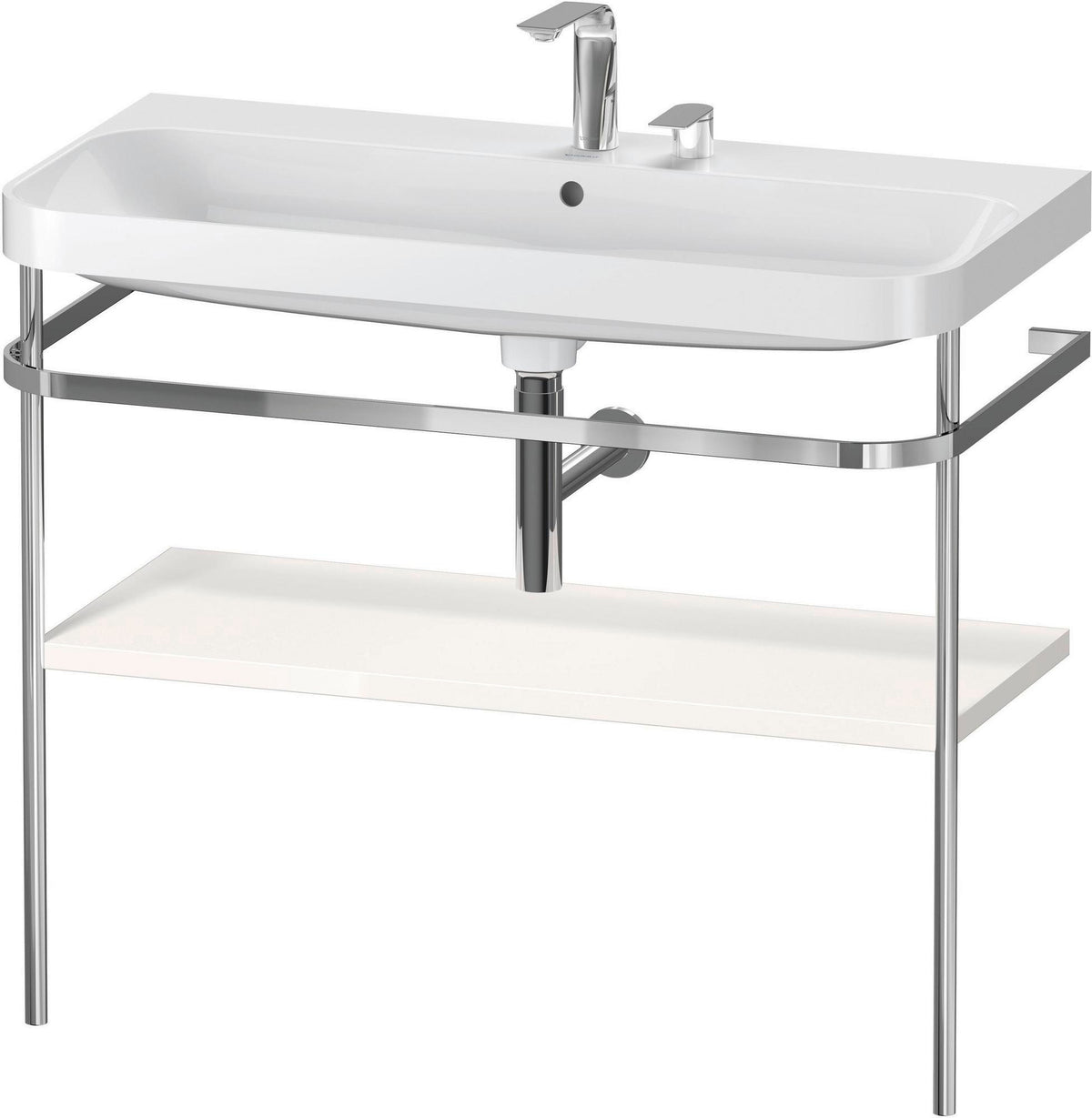 Duravit Happy D.2 c-shaped Waschtischset mit Metallkonsole, 975 mm, Taupe