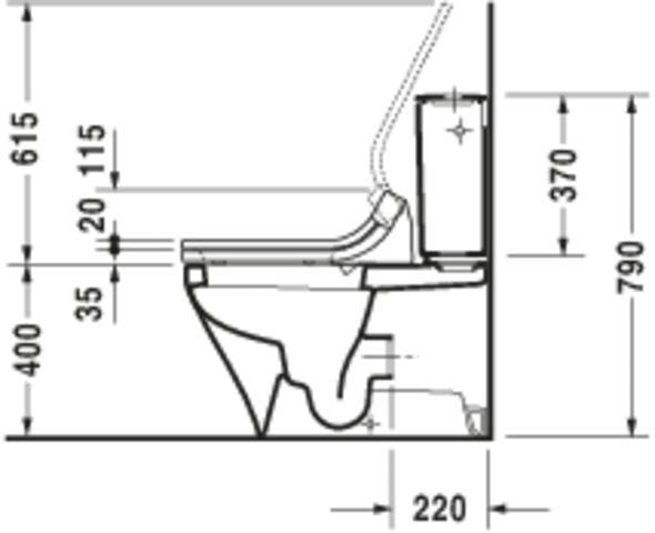 DURAVIT DuraStyle Stand-WC Kombi 705 mm Tiefspüler weiß für Dusch-WC Sitz