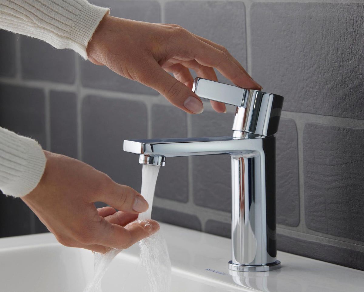 DURAVIT D-Neo Einhebel-Waschtischmischer mit Zugstange, Chrom – 109 mm Ausladung
