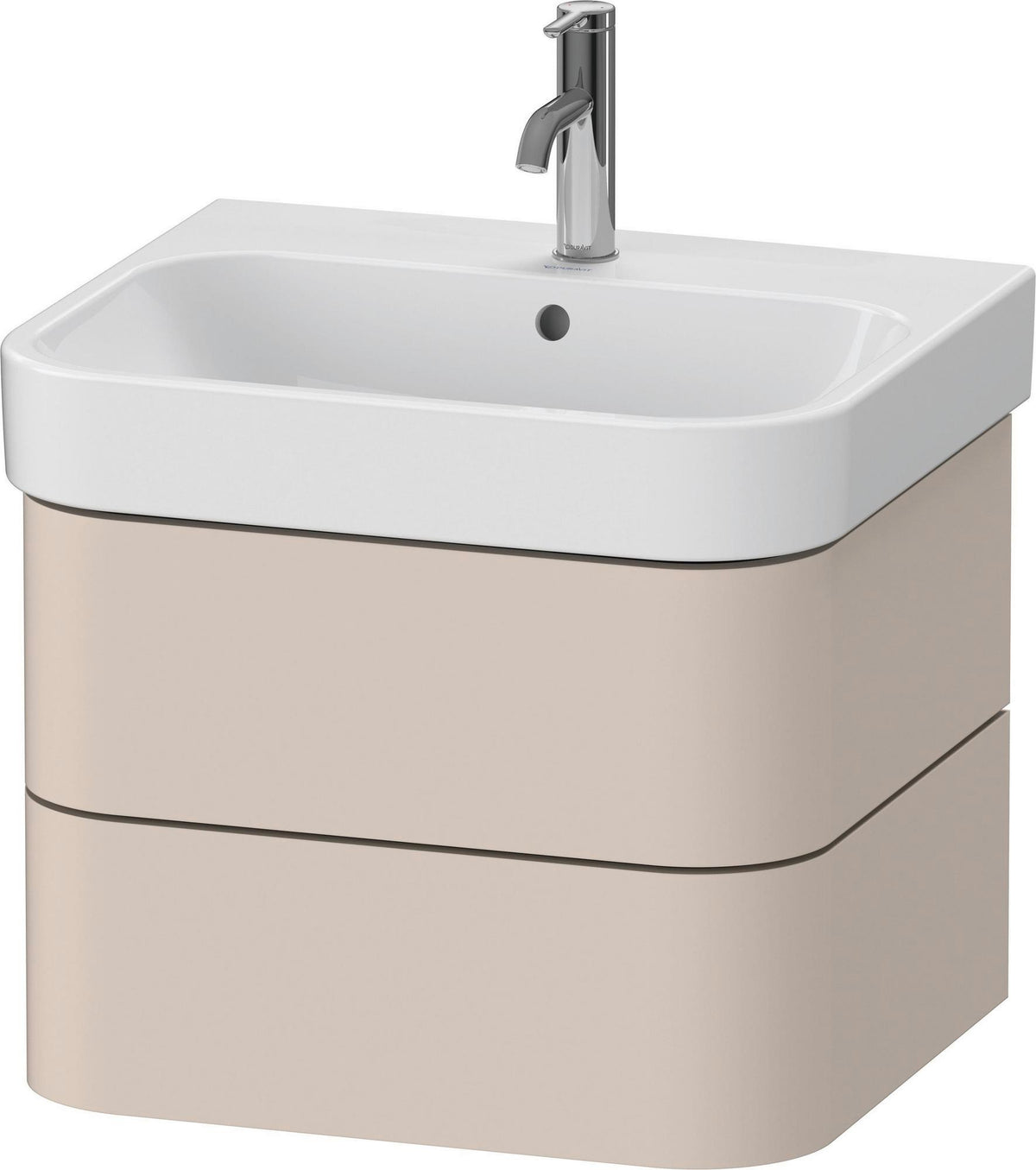 Duravit Waschtischunterbau Happy D.2 Plus 575 mm in Taupe Supermatt mit Tip-On-Technik