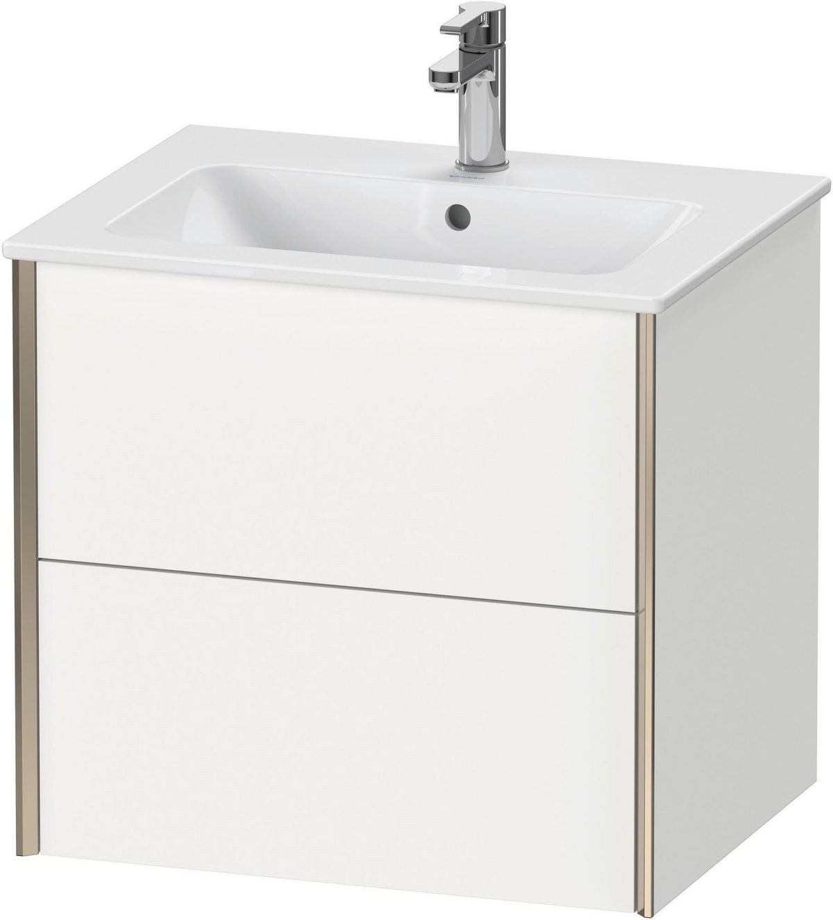 DURAVIT XViu Waschtischunterbau wandhängend 610 mm, 2 Schubkästen, weiß matt – ohne Griff, mit Tip-On-Technik