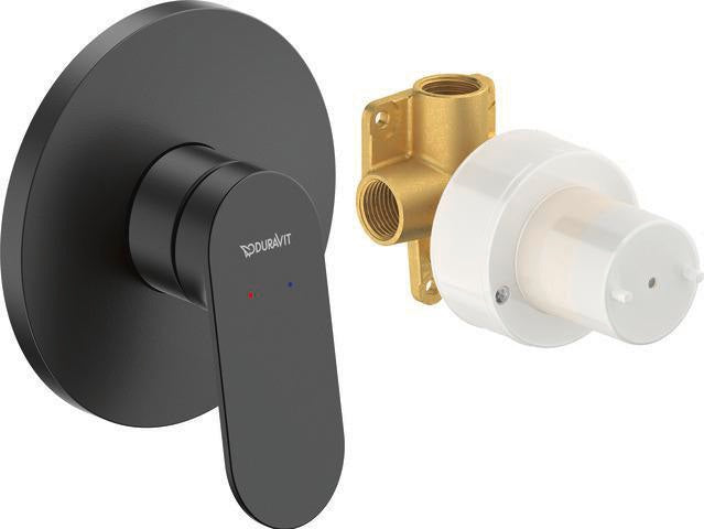 DURAVIT Wave Einhebelmischer Unterputz Set – Fertigmontageset Schwarz Matt, Keramikmischsystem