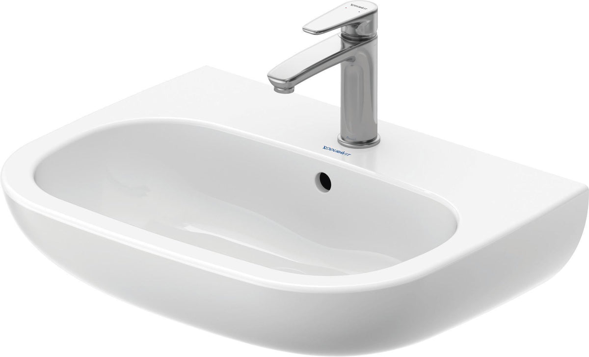 Duravit D-Code Waschtisch 550 mm weiß mit Überlauf und Hahnlochbank – Wandmontage
