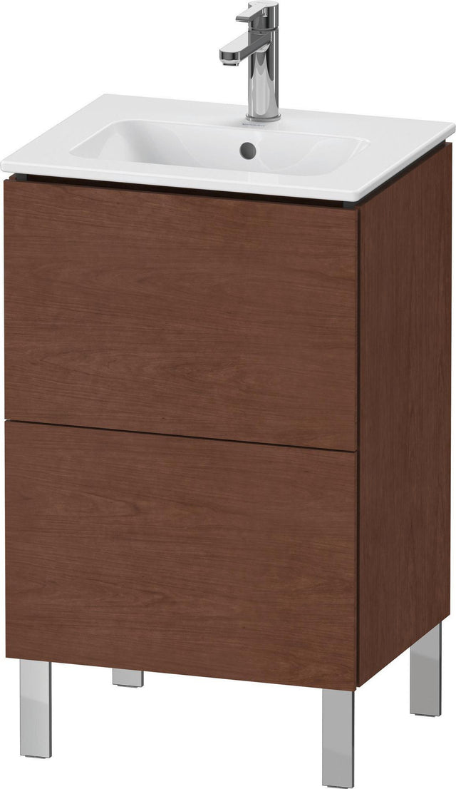DURAVIT L-Cube Waschtischunterbau bodenstehend, 2 Auszüge, Amerik. Nussbaum, 704x520x421mm