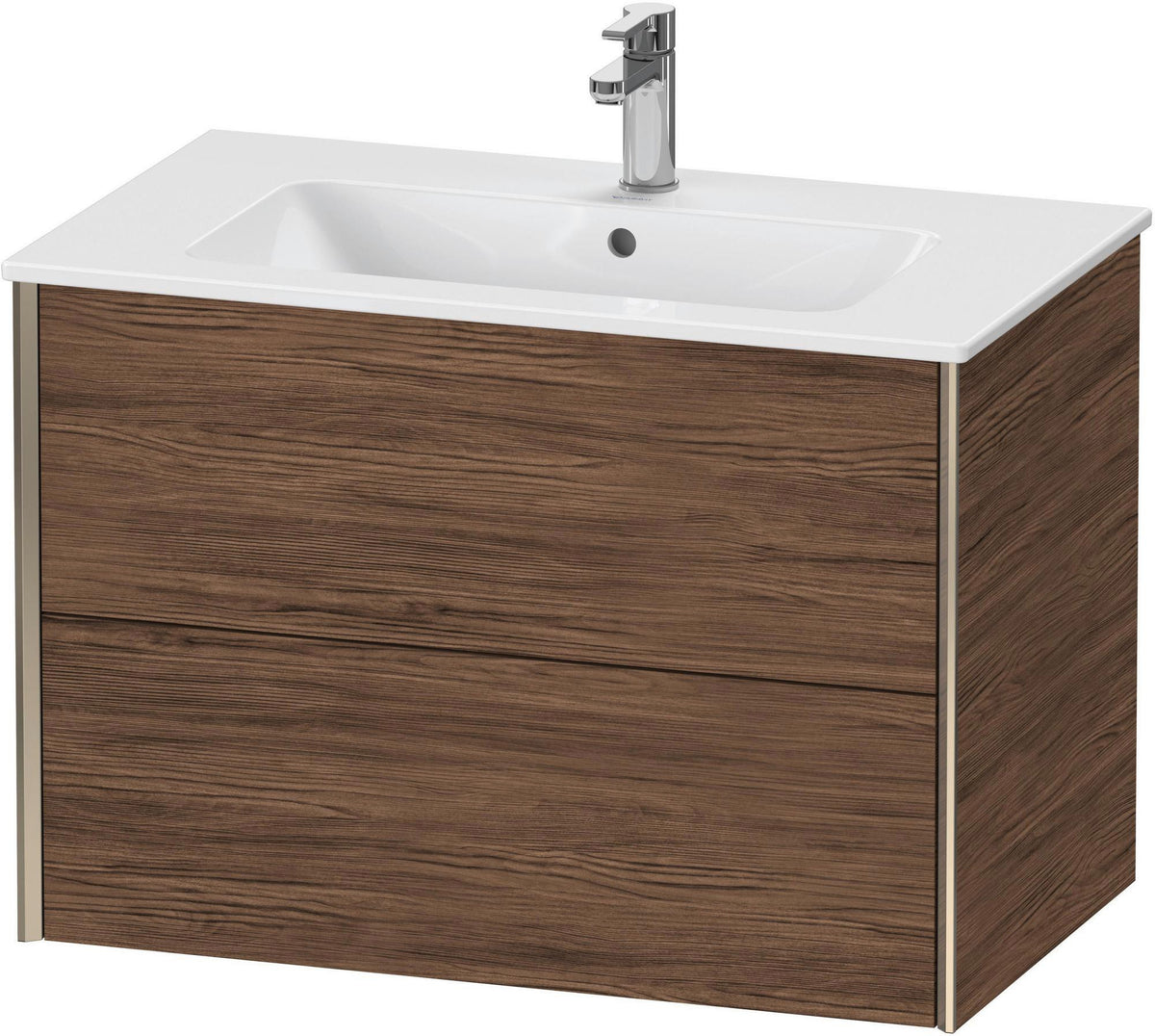 Duravit XViu Waschtischunterbau wandhängend 810 mm, 2 Schubkästen, champagner matt/weiß matt – ohne Griff, mit Tip-On-Technik
