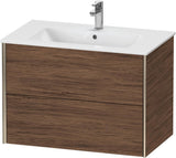 Duravit XViu Waschtischunterbau wandhängend 810 mm, 2 Schubkästen, champagner matt/weiß matt – ohne Griff, mit Tip-On-Technik