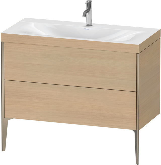 DURAVIT XViu c-bonded Waschtischunterbauset 1000 mm, 2 Auszüge, Champagner Matt / Mediterrane Eiche