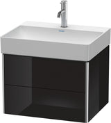DURAVIT XSquare Waschtischunterbau 584 mm, 2 Schubkästen, Schwarz Hochglanz, wandhängend