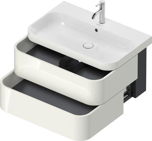 Duravit Waschtischset Happy D.2 Plus, 2 Schubkästen, 775x490 mm, Einrichtungssystem Ahorn Mitte Taupe Supermatt