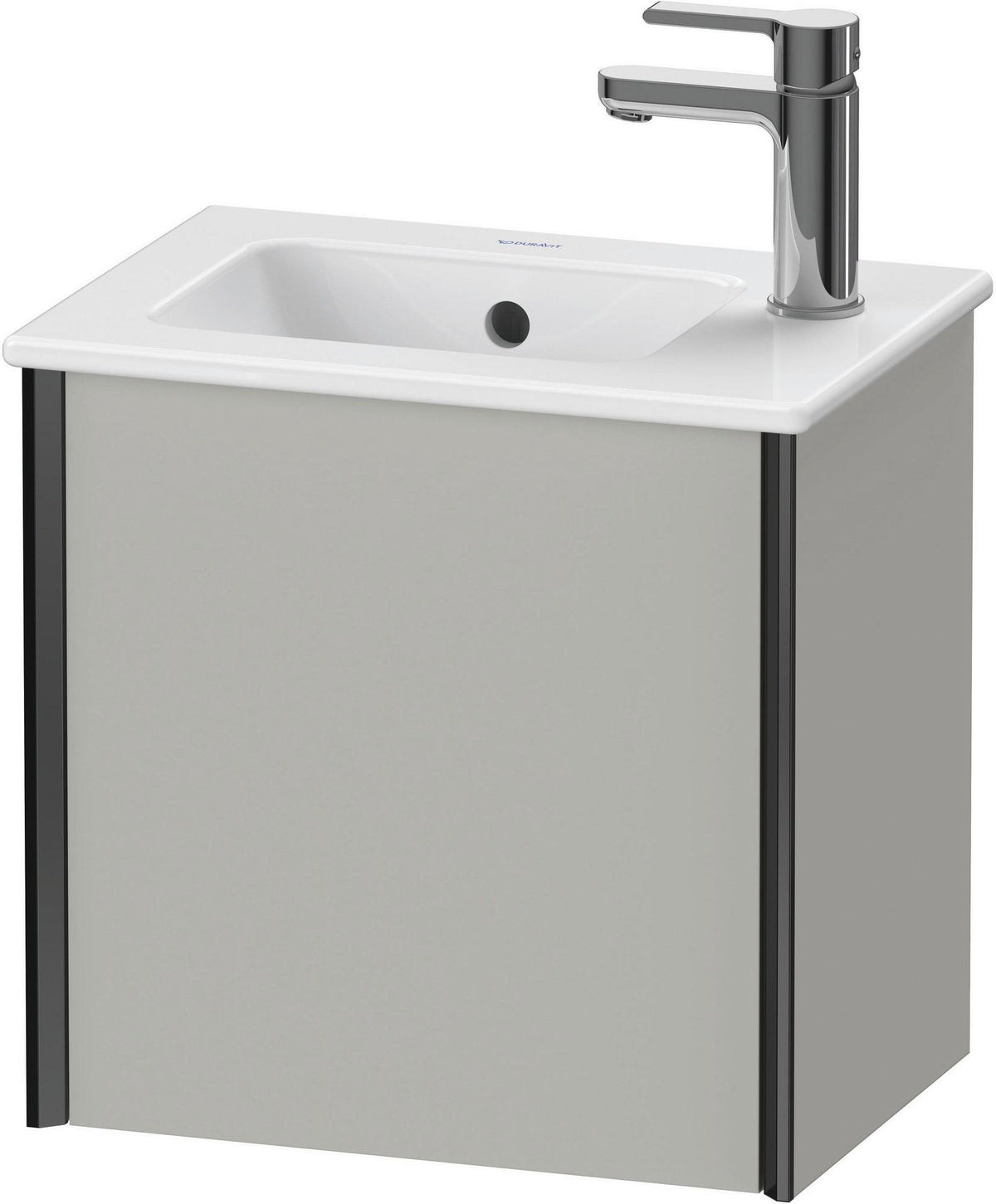 DURAVIT XViu Waschtischunterbau wandhängend 410 mm, 1 Tür links, betongrau matt – ohne Griff