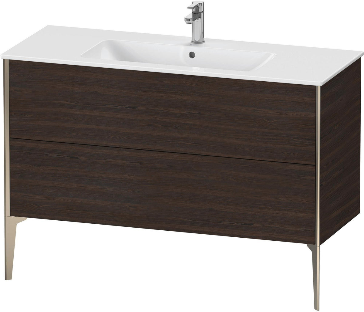 DURAVIT XViu Waschtischunterbau bodenstehend 1210 mm, 2 Auszüge, champagner matt/weiß matt