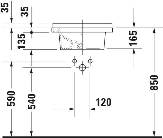 DURAVIT Möbelwaschtisch Starck 3 480 mm mit WonderGliss, 1 Hahnloch, weiß