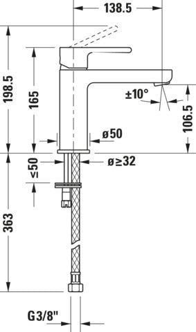 DURAVIT B.2 Einhebel-Waschtischmischer Chrom, 138,5 mm Ausladung, ohne Zugstange