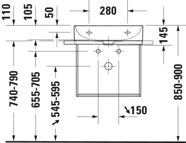 DURAVIT DuraSquare Metallkonsole für Waschtisch 235350, Chrom, wandhängend, 451x565x400 mm