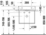 DURAVIT DuraSquare Metallkonsole für Waschtisch 235350, Chrom, wandhängend, 451x565x400 mm