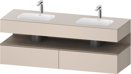 DURAVIT Qatego Einbauwaschtisch mit Konsolenwaschtischunterbau Basalt & Eiche Terra Matt 1600x550x600 mm