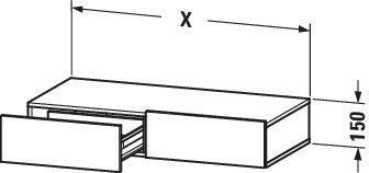 Duravit DuraStyle Schubkastenablage 1000 mm, 2 Schubkästen, Eiche Schwarz/Weiß Matt