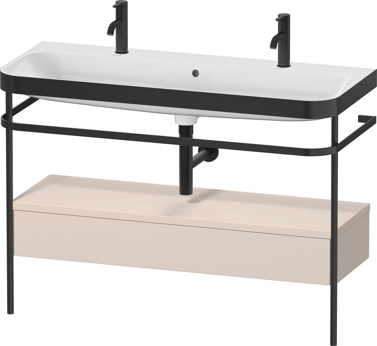 DURAVIT Happy D.2 c-bonded Waschtischset 1175 mm mit Metallkonsole und Schubkasten