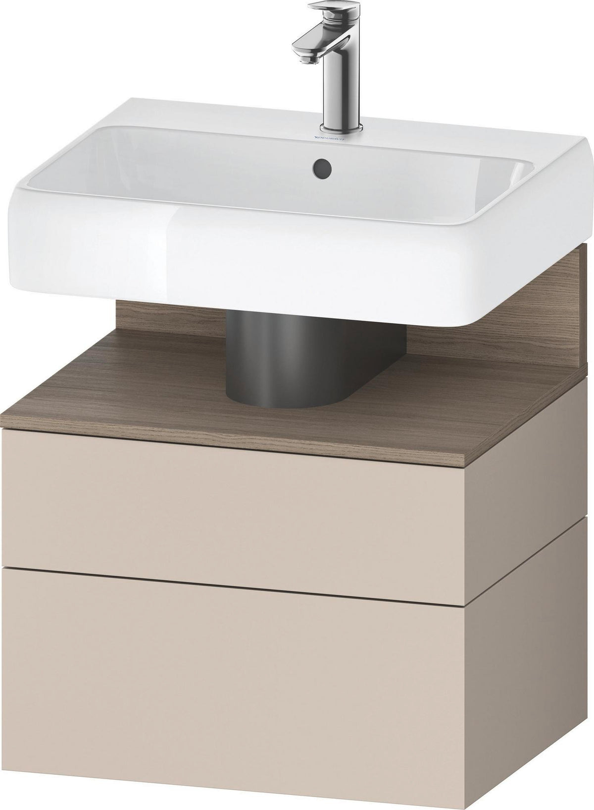 DURAVIT Qatego Waschtischunterbau 590 mm Eiche Terra Matt mit 1 Auszug und Tip-On Technik