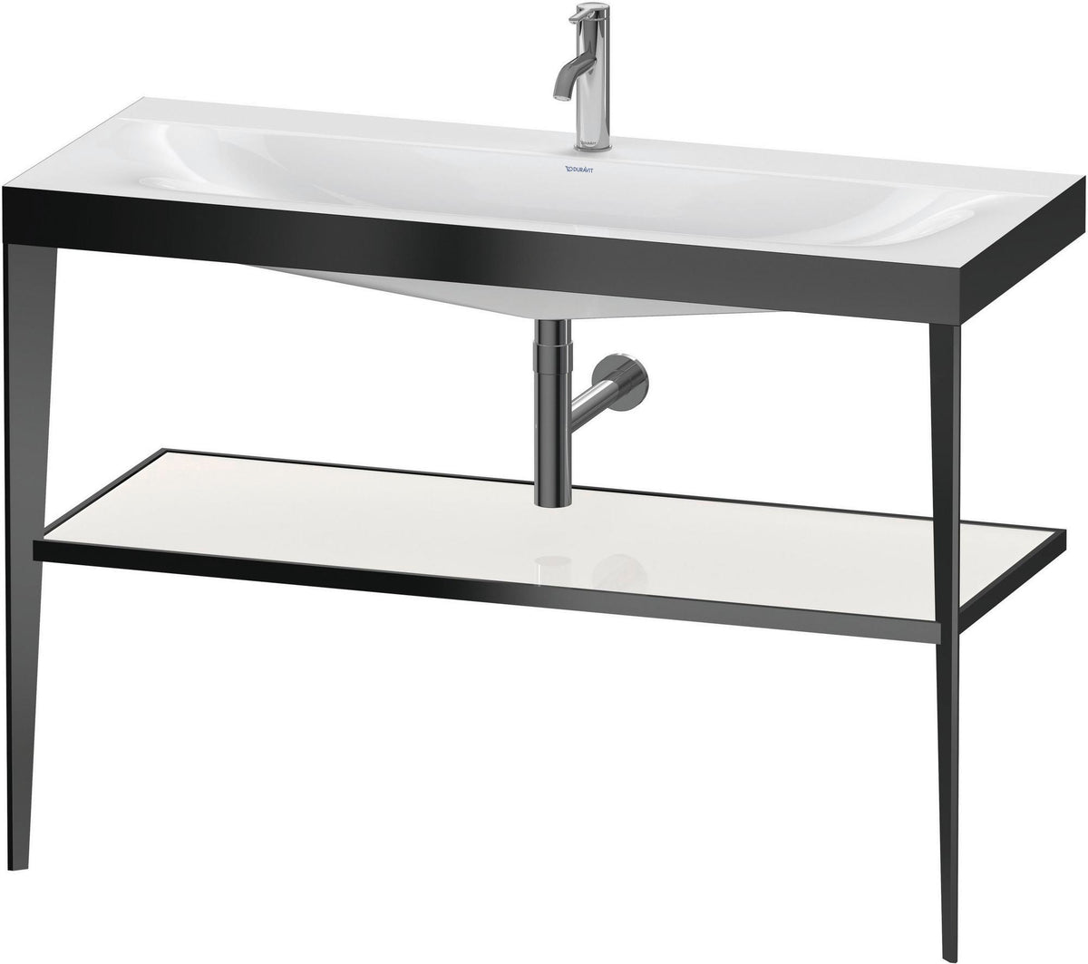 DURAVIT XViu c-bonded Waschtischset 1200 mm in Schwarz Matt mit Metallkonsole und apricot pearl Hochglanz