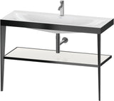 DURAVIT XViu c-bonded Waschtischset 1200 mm in Schwarz Matt mit Metallkonsole und apricot pearl Hochglanz