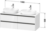 Duravit Ketho.2 Waschtischunterbau 1400 mm betongrau matt mit 4 Schubkästen