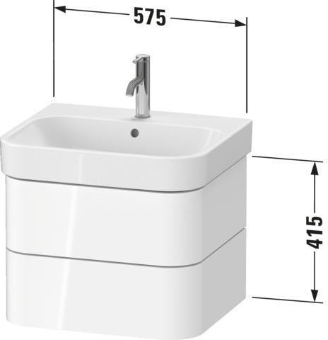 DURAVIT Happy D.2 Waschtischunterbau 575 mm, 2 Schubkästen, Tip-On, Taupe supermatt