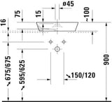DURAVIT Cape Cod Aufsatzbecken 480 mm, Weiß Seidenmatt, mit Armatureninsel, ohne Überlauf