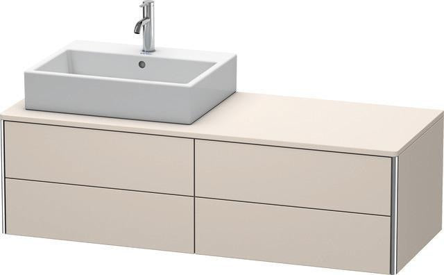 Duravit XSquare Waschtischunterbau 1400 mm in Steingrau Matt mit Becken links