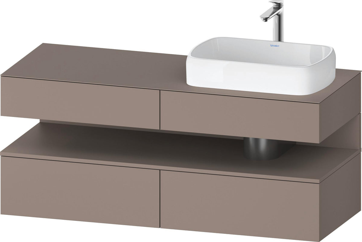 Duravit Qatego Konsolenwaschtischunterbau 1400 mm Basalt Matt mit 2 Auszügen