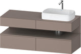 Duravit Qatego Konsolenwaschtischunterbau 1400 mm Basalt Matt mit 2 Auszügen