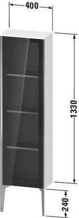 Duravit Halbhochschrank XViu Glastür 1330 mm Eiche Terra champagner matt