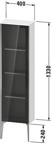 Duravit XViu Halbhochschrank mit Glastür 1330 mm, links, dolomiti grey hochglanz