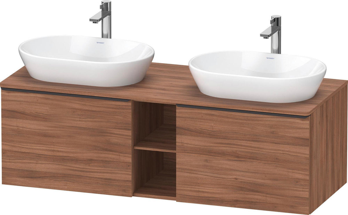 DURAVIT D-Neo Konsolenwaschtischunterbau 1400 mm betongrau matt mit 2 Auszügen und Bronze-Griffen