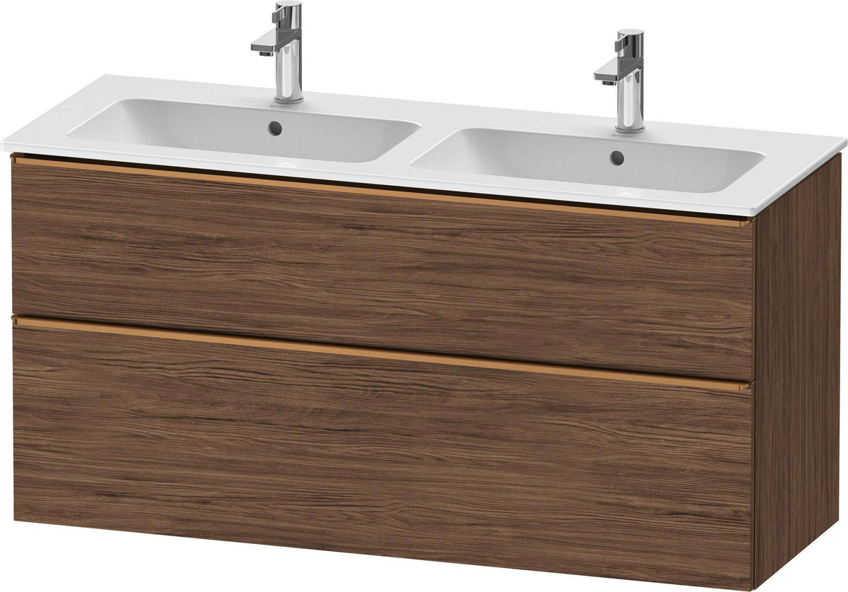 Duravit D-Neo Waschtischunterbau 1280 mm betongrau matt – wandhängend, 1 Auszug, Bronze Griff
