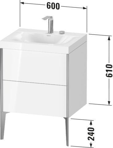 DURAVIT XViu c-bonded Waschtischunterbauset 600 mm mit 2 Auszügen, bodenstehend