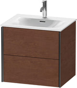 DURAVIT XViu Waschtischunterbau wandhängend 610 mm, 2 Schubkästen, Schwarz Matt / Amerikanischer Nussbaum