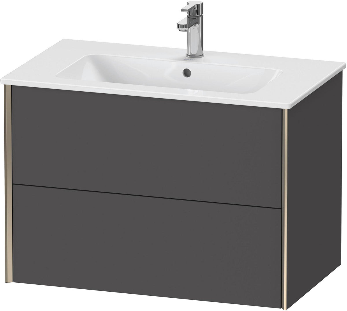 Duravit XViu Waschtischunterbau wandhängend 810 mm, 2 Schubkästen, champagner matt/weiß matt – ohne Griff, mit Tip-On-Technik