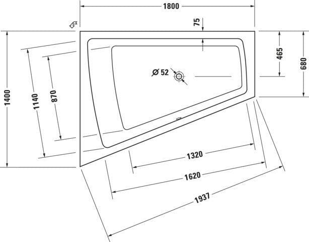 DURAVIT Paiova Badewanne 1800x1400 mm Einbau, weiß, linke Ausführung, 2-Sitzer, mit Überlauf