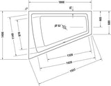 DURAVIT Paiova Badewanne 1800x1400 mm Einbau, weiß, linke Ausführung, 2-Sitzer, mit Überlauf